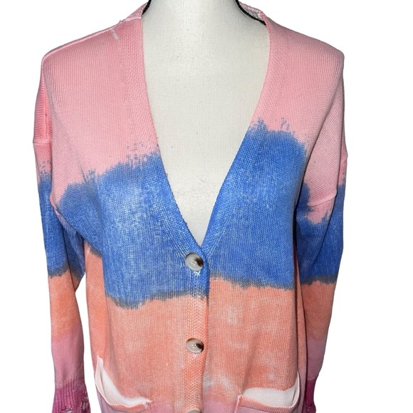 Colorful Distressed Button Long Fall Cardigan - Picture 2 of 11